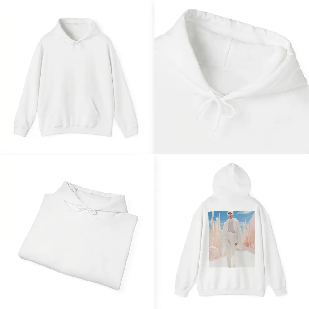 Fashion Model White Outfit Desert Sky – Hoodies