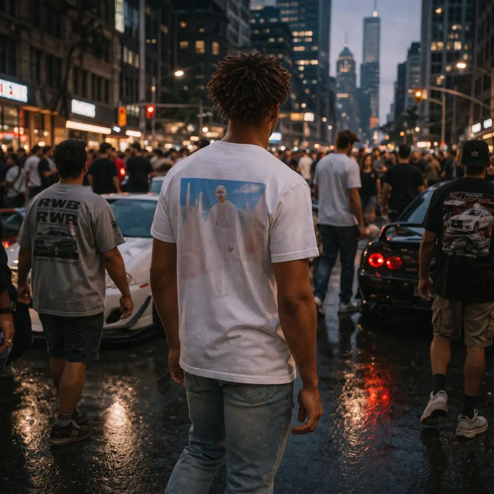 Fashion Model White Outfit Desert Sky – T-Shirts