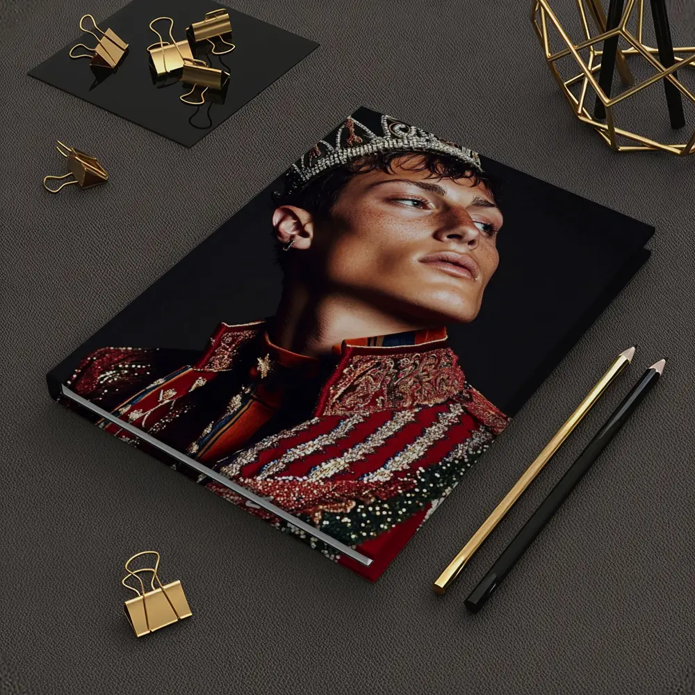 Young King Crown Red Ornate Dark Background – Notebooks