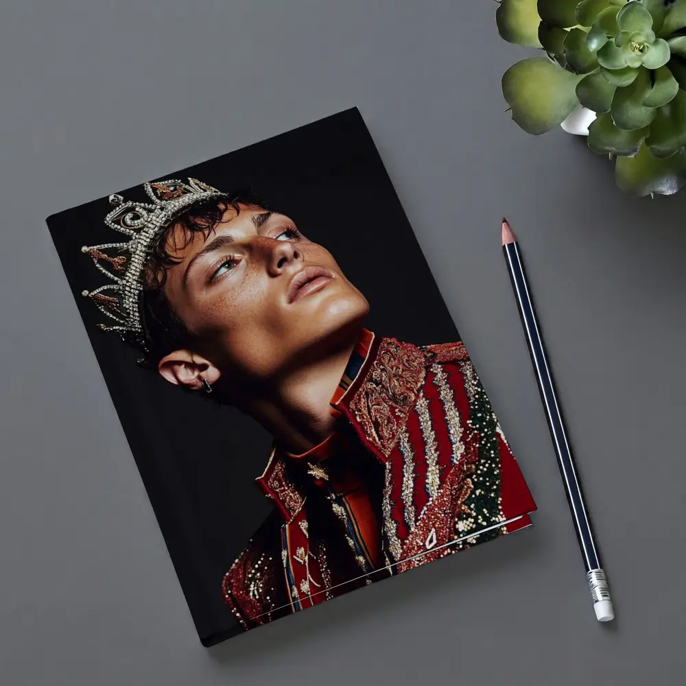 Young King Crown Red Ornate Dark Background – Notebooks