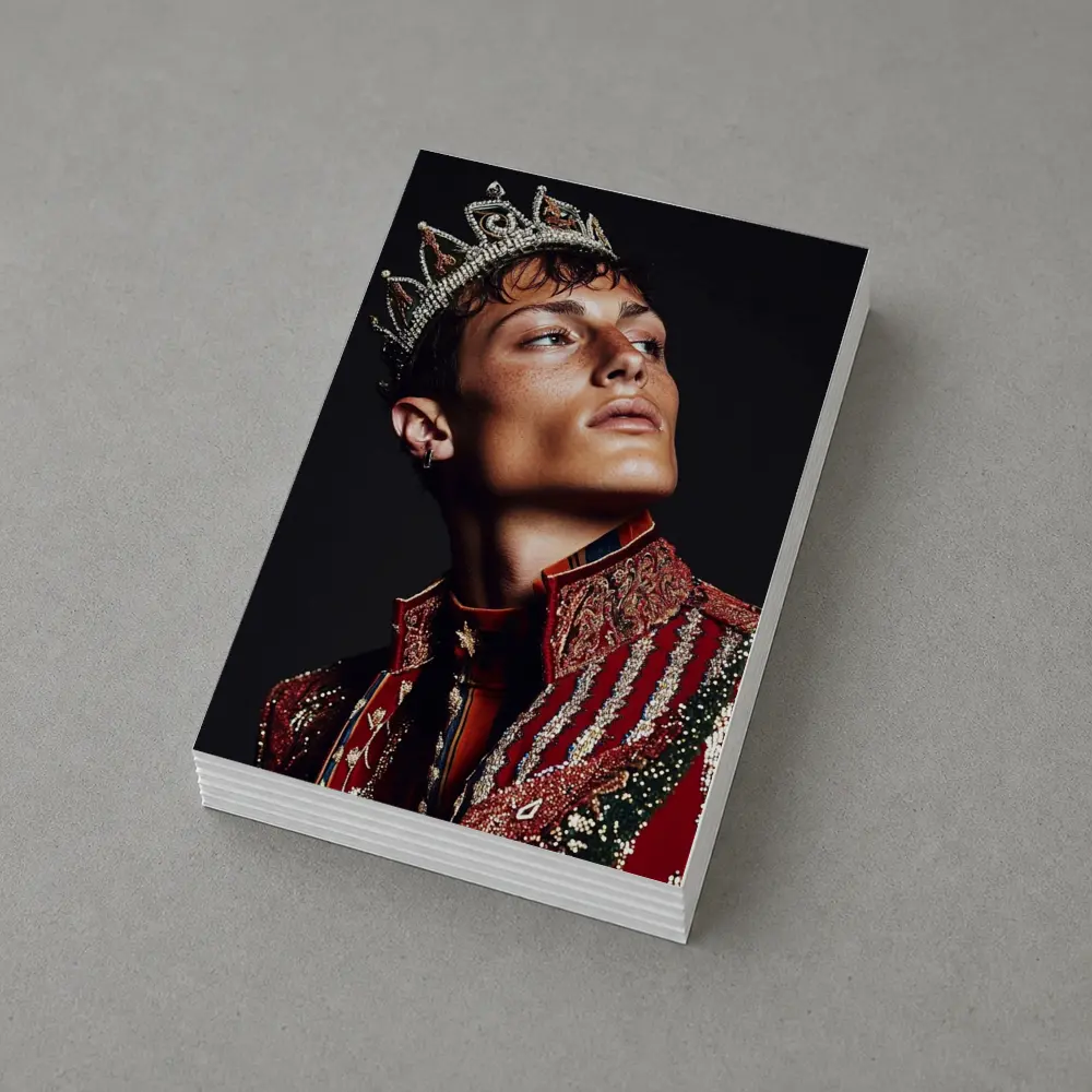Young King Crown Red Ornate Dark Background – Postcards