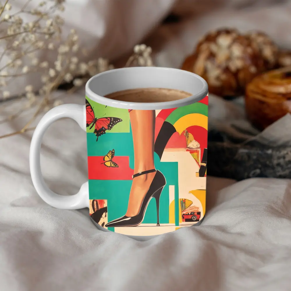 High Heel Shoe Pop Art Collage – Mugs