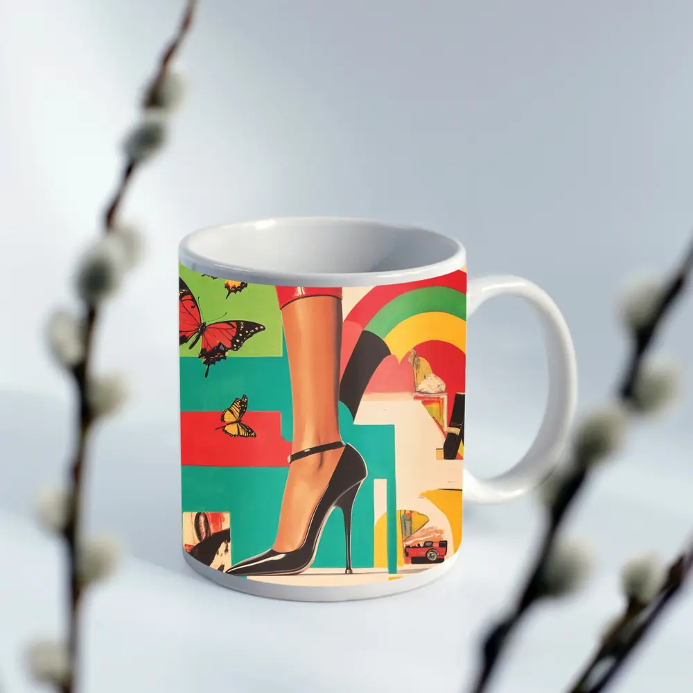 High Heel Shoe Pop Art Collage – Mugs