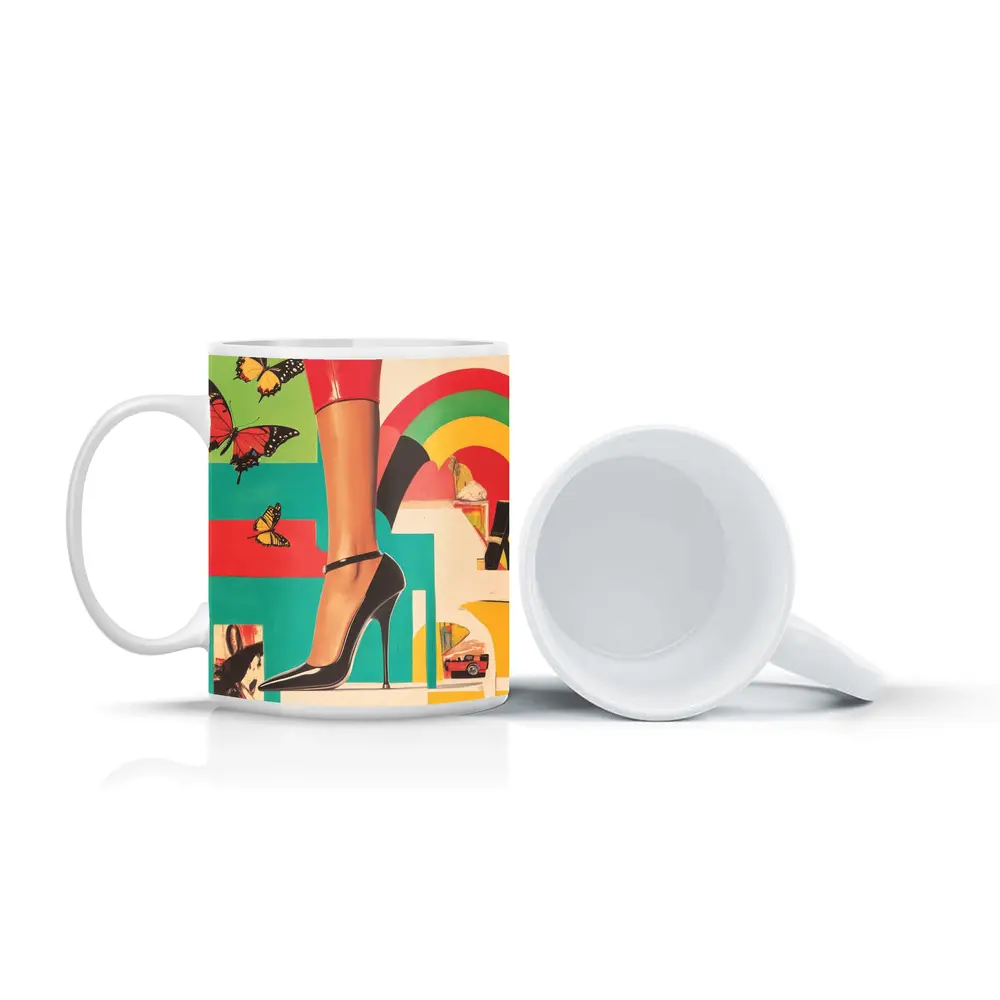 High Heel Shoe Pop Art Collage – Mugs