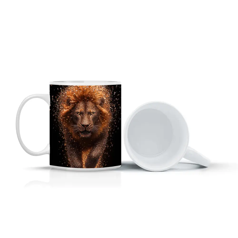 Lion Particle Explosion Dark Black Background – Mugs