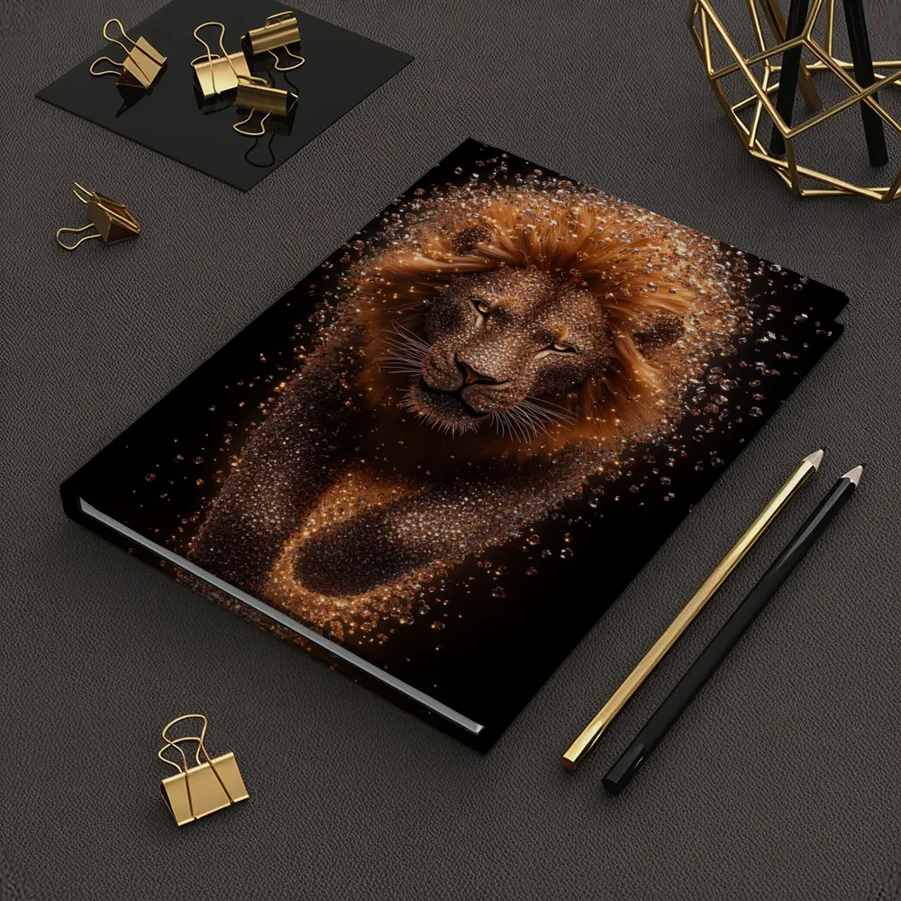 Lion Particle Explosion Dark Black Background – Notebooks