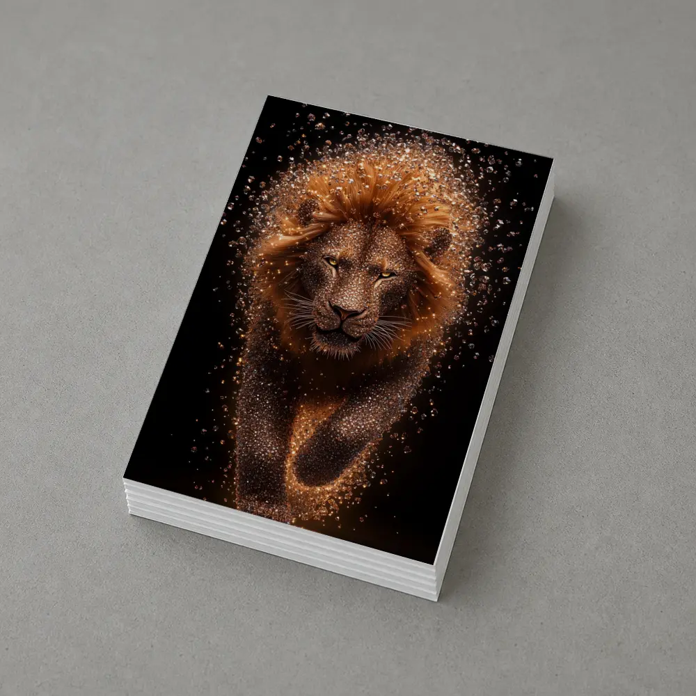 Lion Particle Explosion Dark Black Background – Postcards