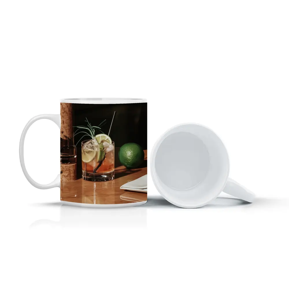 Whiskey Cocktail With Lime On Bar – Mugs