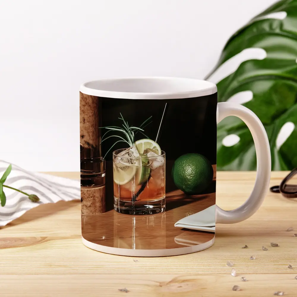 Whiskey Cocktail With Lime On Bar – Mugs
