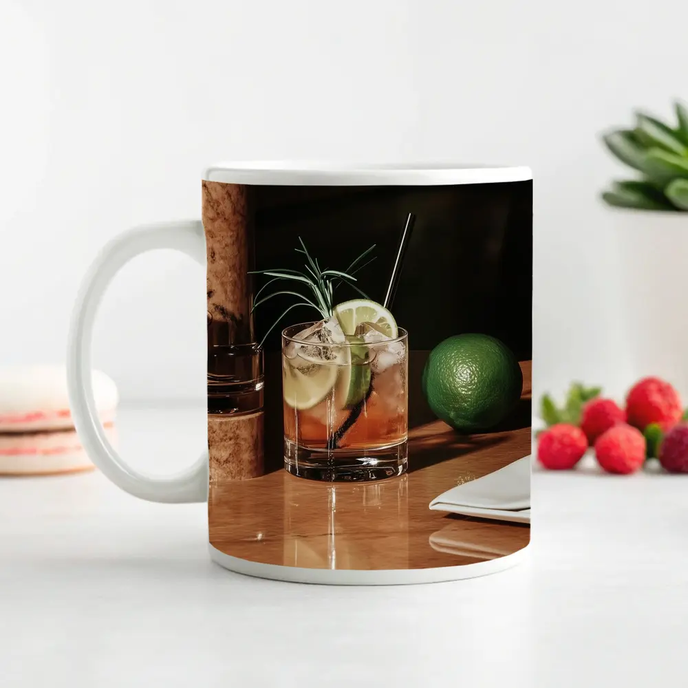 Whiskey Cocktail With Lime On Bar – Mugs