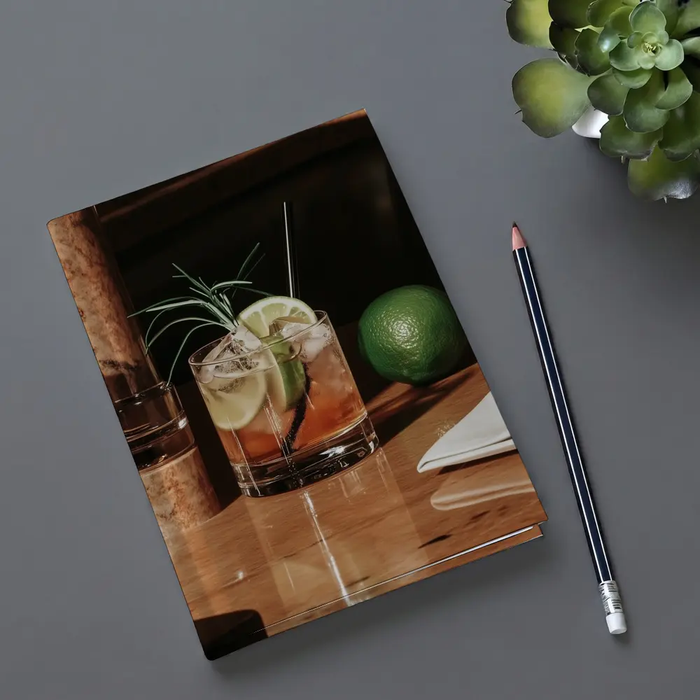 Whiskey Cocktail With Lime On Bar – Notebooks