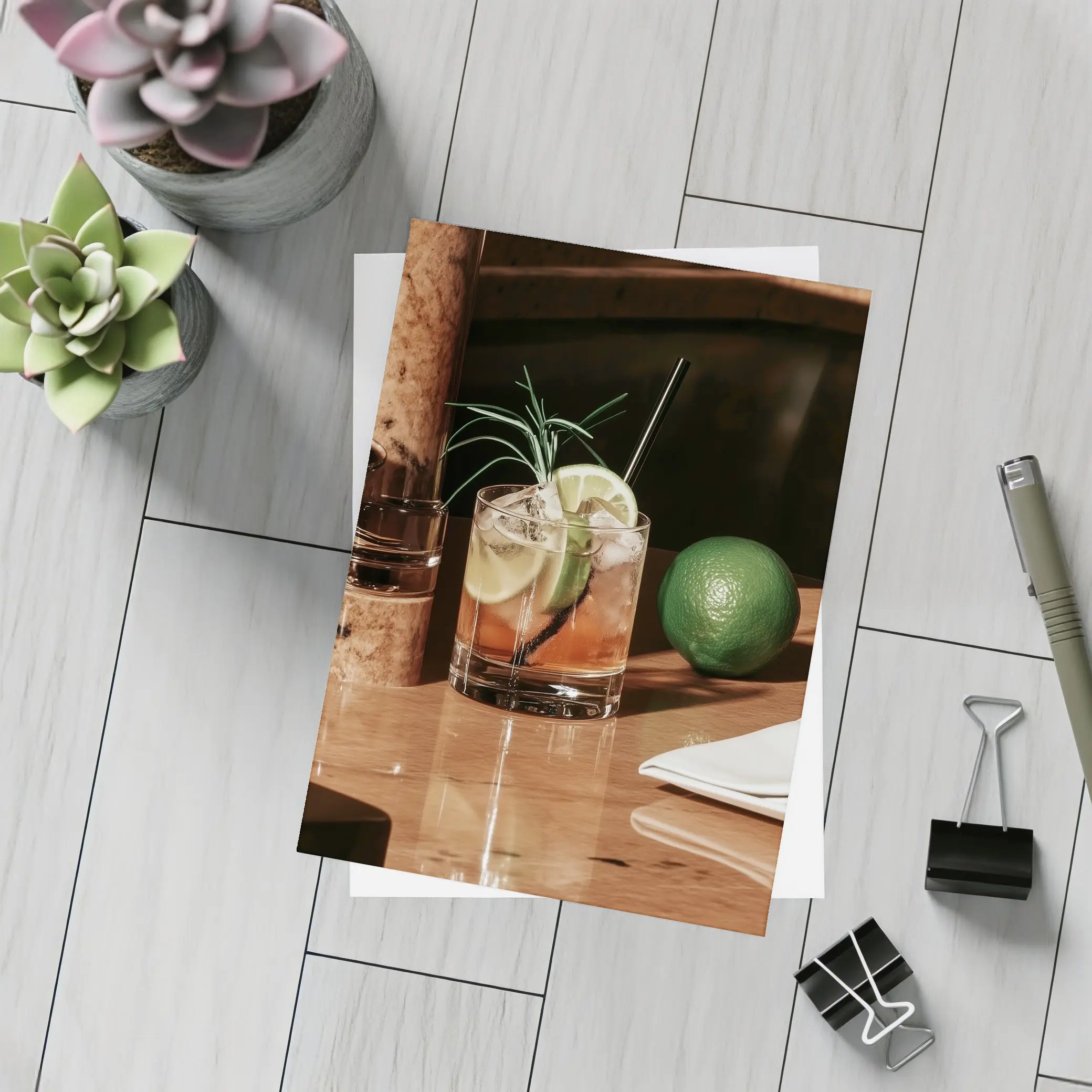 Whiskey Cocktail With Lime On Bar – Postcards