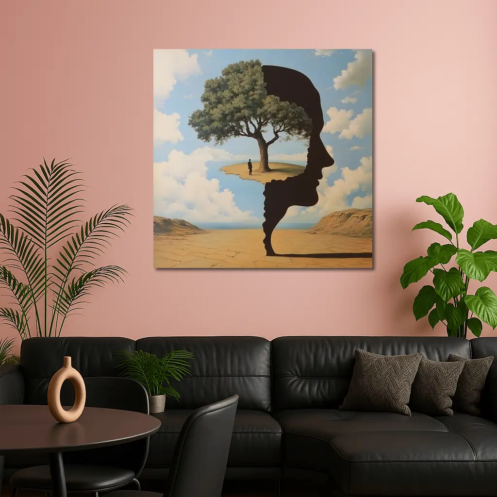 Surreal Human Face Tree Desert Sky – Wall Art