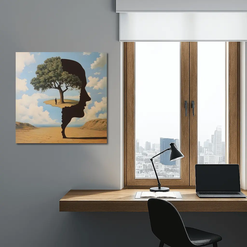 Surreal Human Face Tree Desert Sky – Wall Art