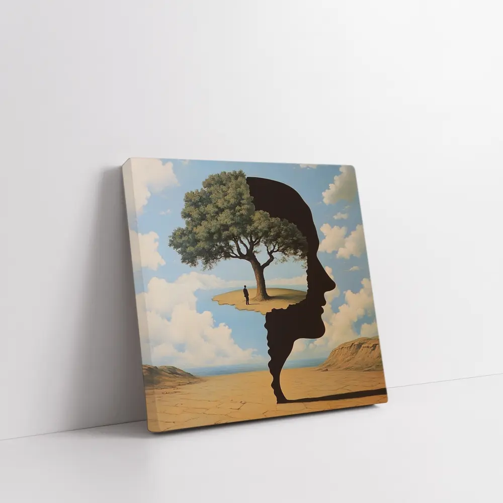 Surreal Human Face Tree Desert Sky – Wall Art