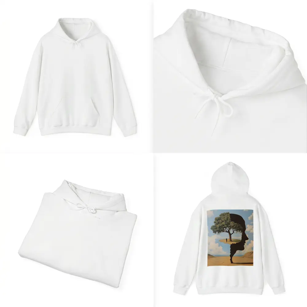 Surreal Human Face Tree Desert Sky – Hoodies