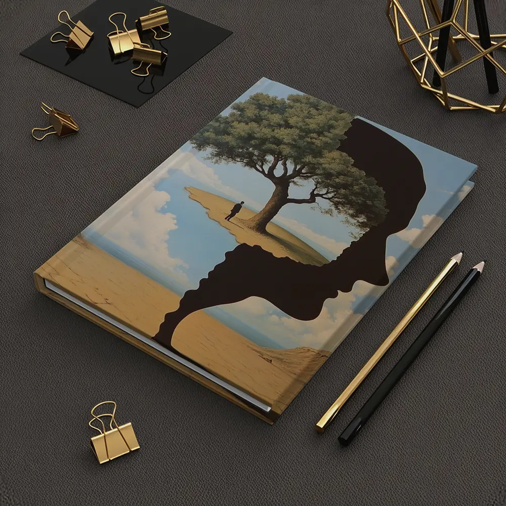 Surreal Human Face Tree Desert Sky – Notebooks