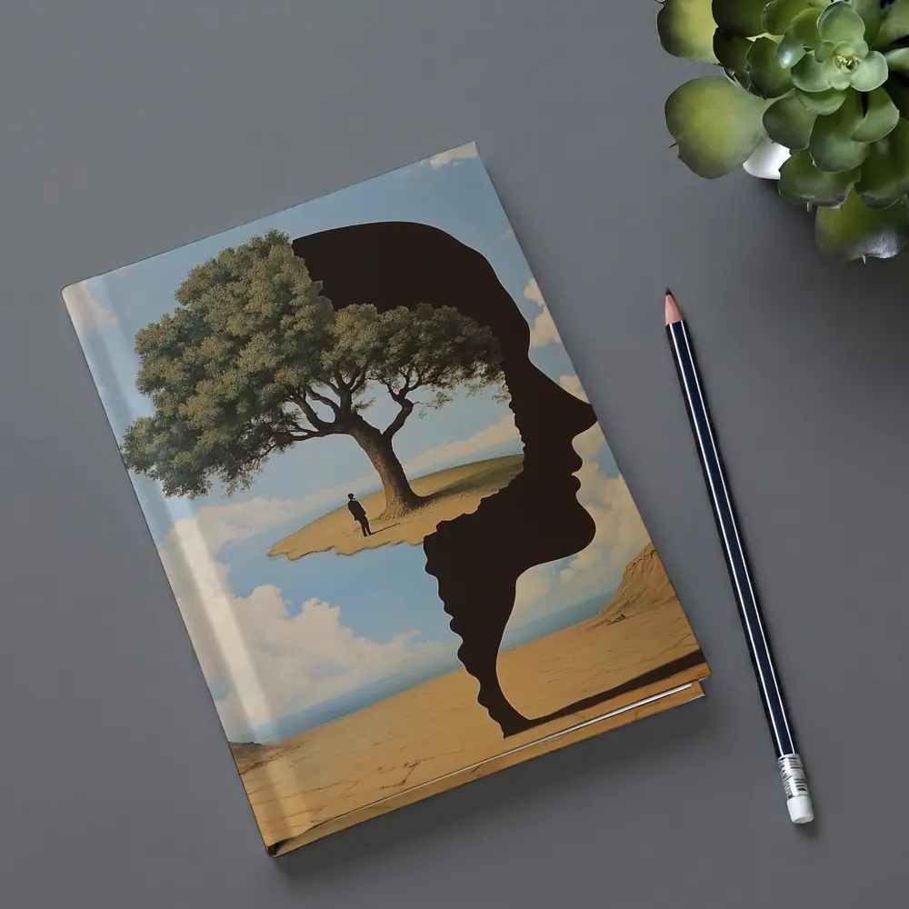 Surreal Human Face Tree Desert Sky – Notebooks