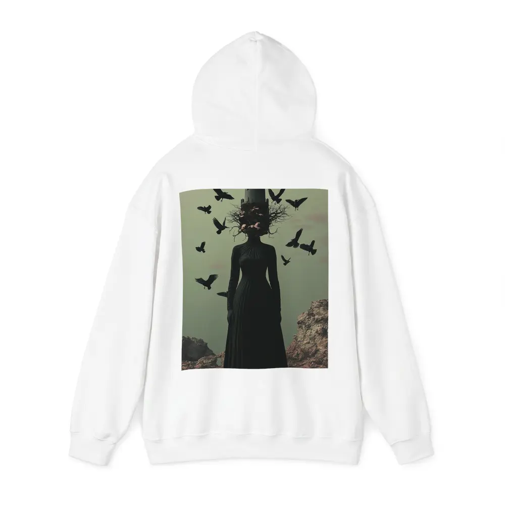 Dark Woman Tower Head Ravens Surreal Art – Hoodies