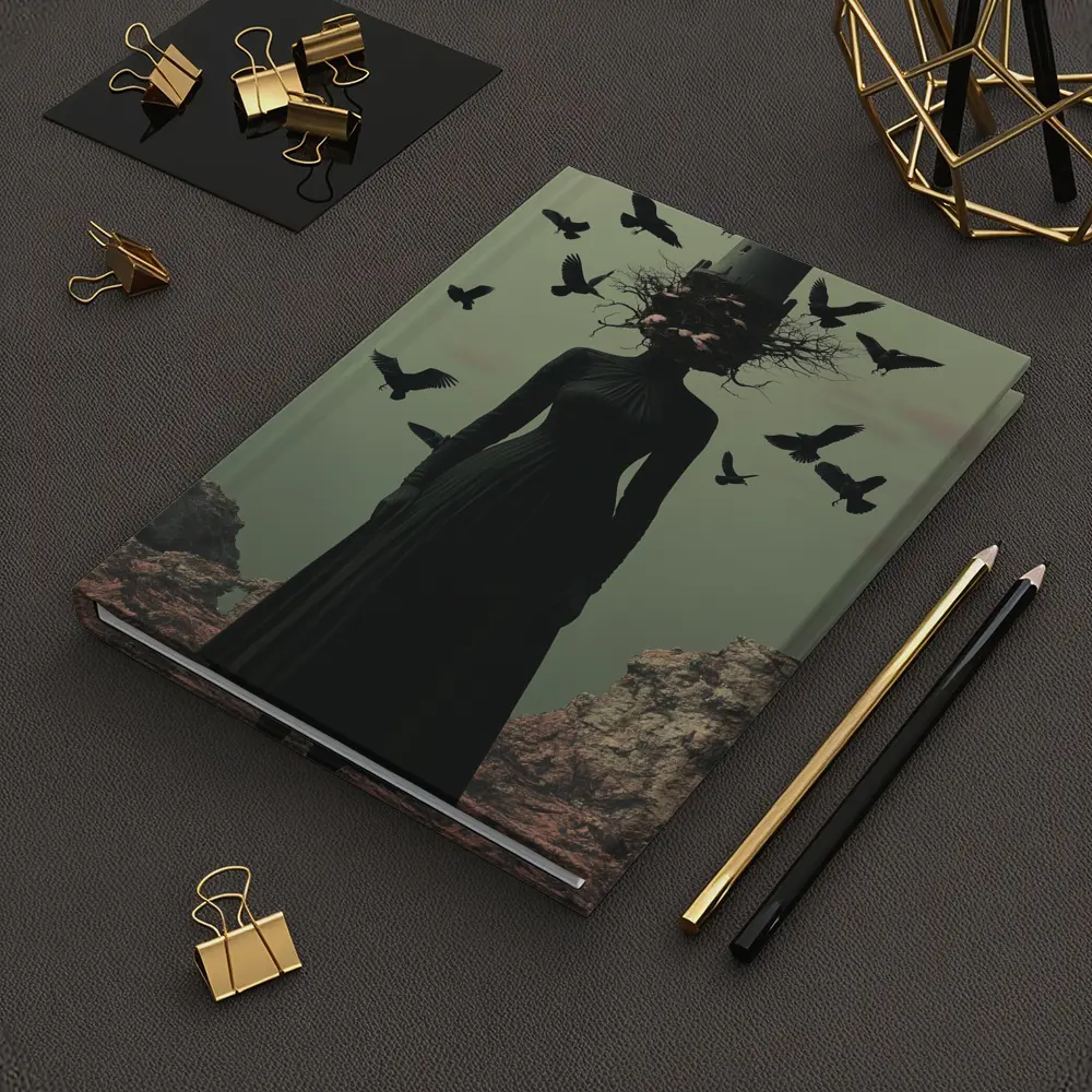 Dark Woman Tower Head Ravens Surreal Art – Notebooks