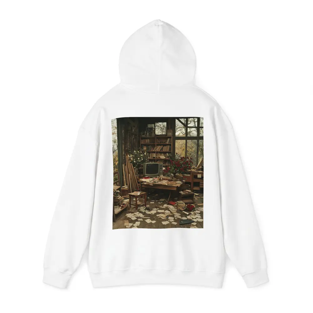 Cluttered Vintage Room With Autumn Trees – Hoodies