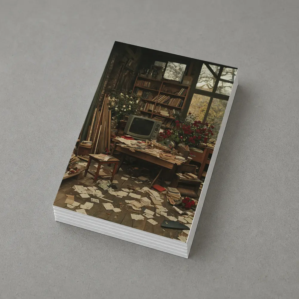 Cluttered Vintage Room With Autumn Trees – Postcards
