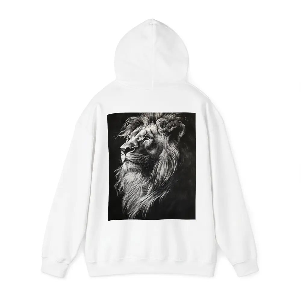 Lion Portrait Black and White Charcoal Art – Hoodies