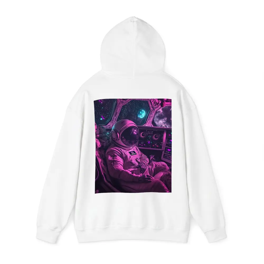 Astronaut Relaxing Inside Neon Space Cockpit – Hoodies