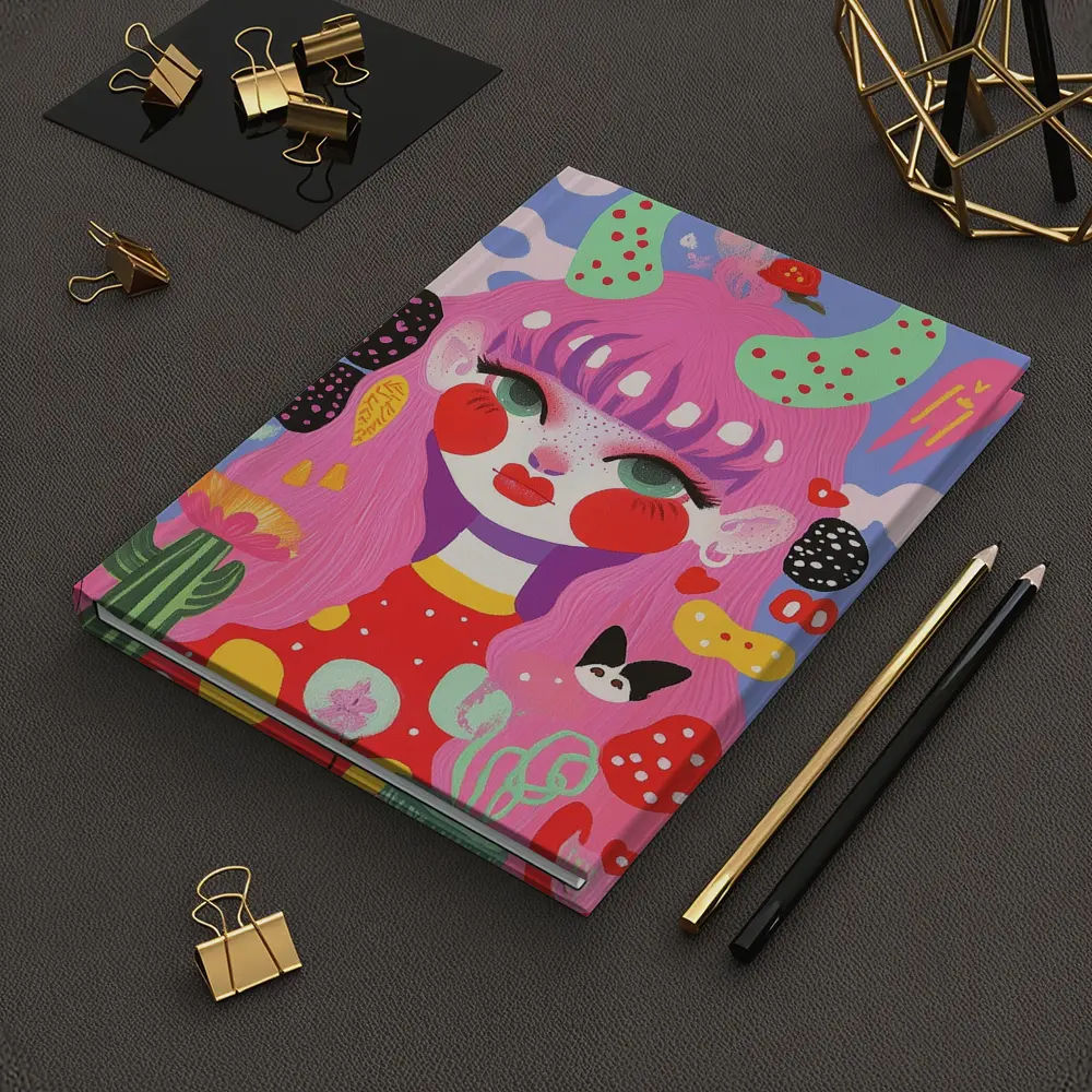 Pink Hair Girl Fantasy Pop Art Illustration – Notebooks