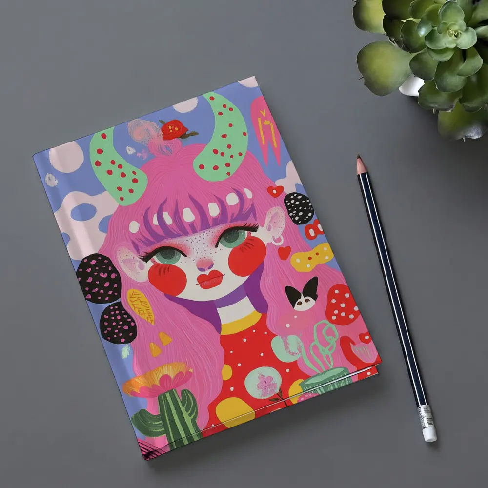 Pink Hair Girl Fantasy Pop Art Illustration – Notebooks