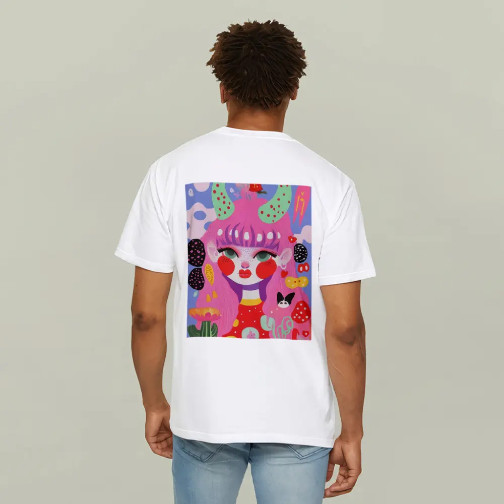 Pink Hair Girl Fantasy Pop Art Illustration – T-Shirts