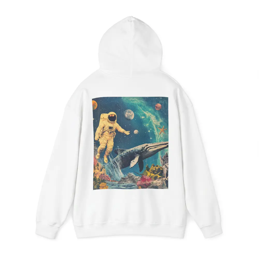 Astronaut Floating With Whale Retro Collage Space – Hoodies