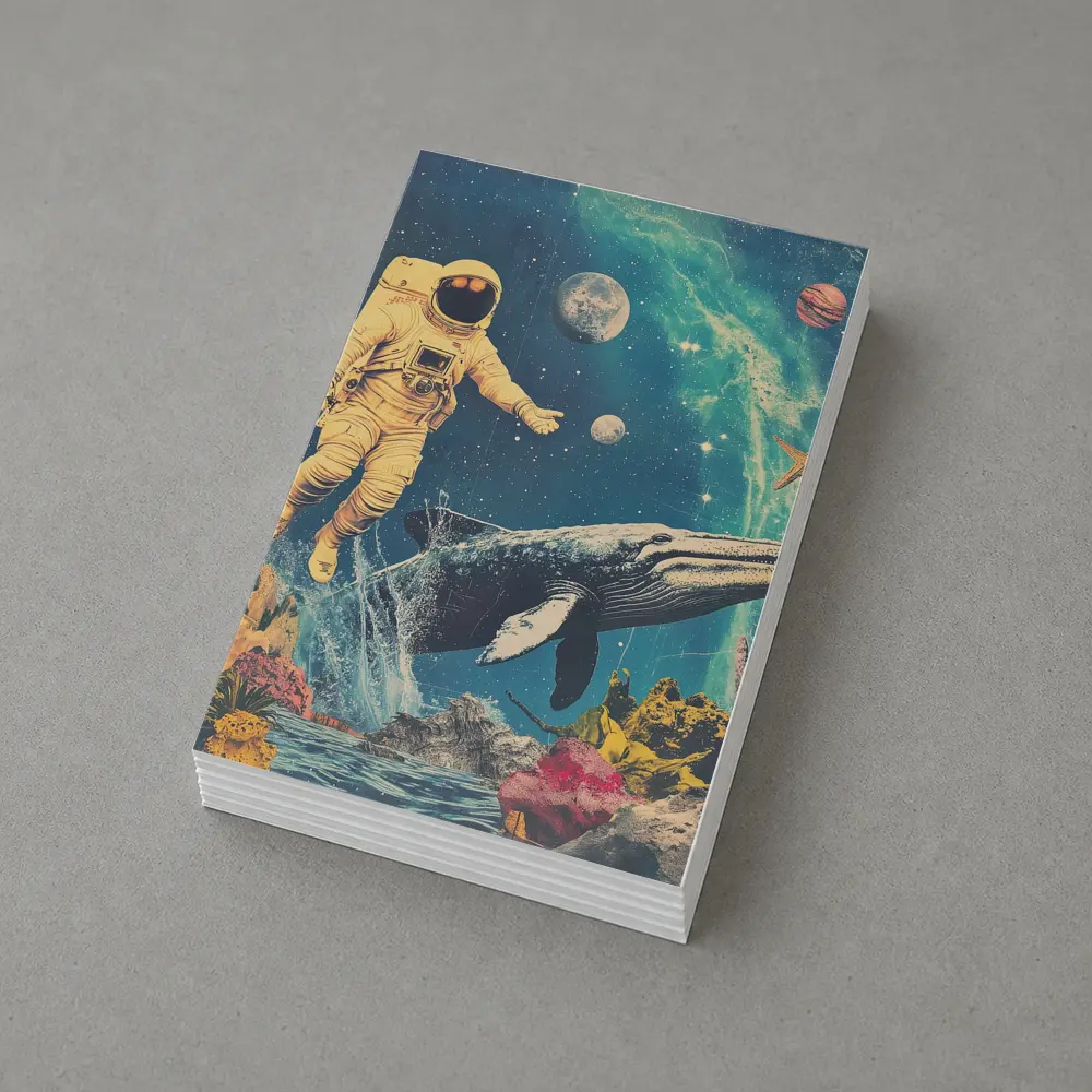 Astronaut Floating With Whale Retro Collage Space – Postcards