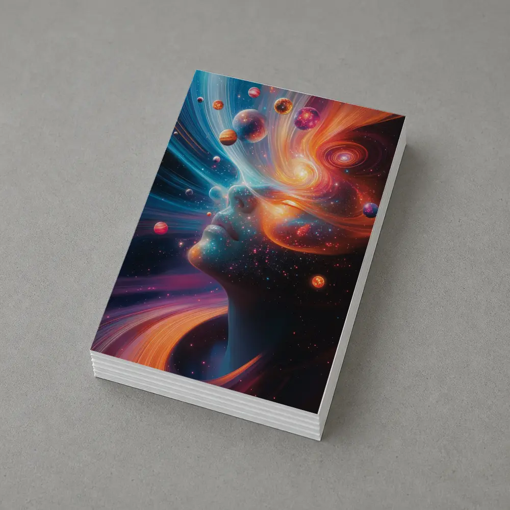 Cosmic Woman Face Space Planets Surreal Art – Postcards