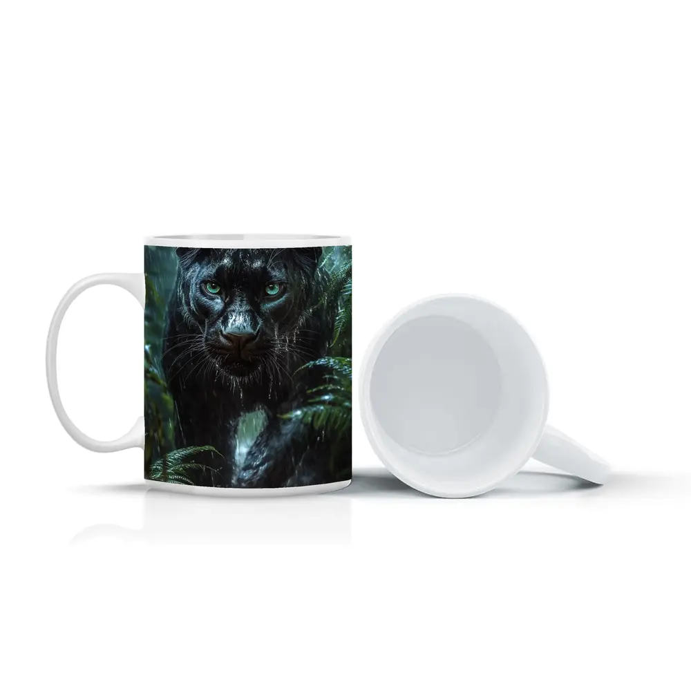 Black Panther Stalking Through Rainy Jungle – Mugs