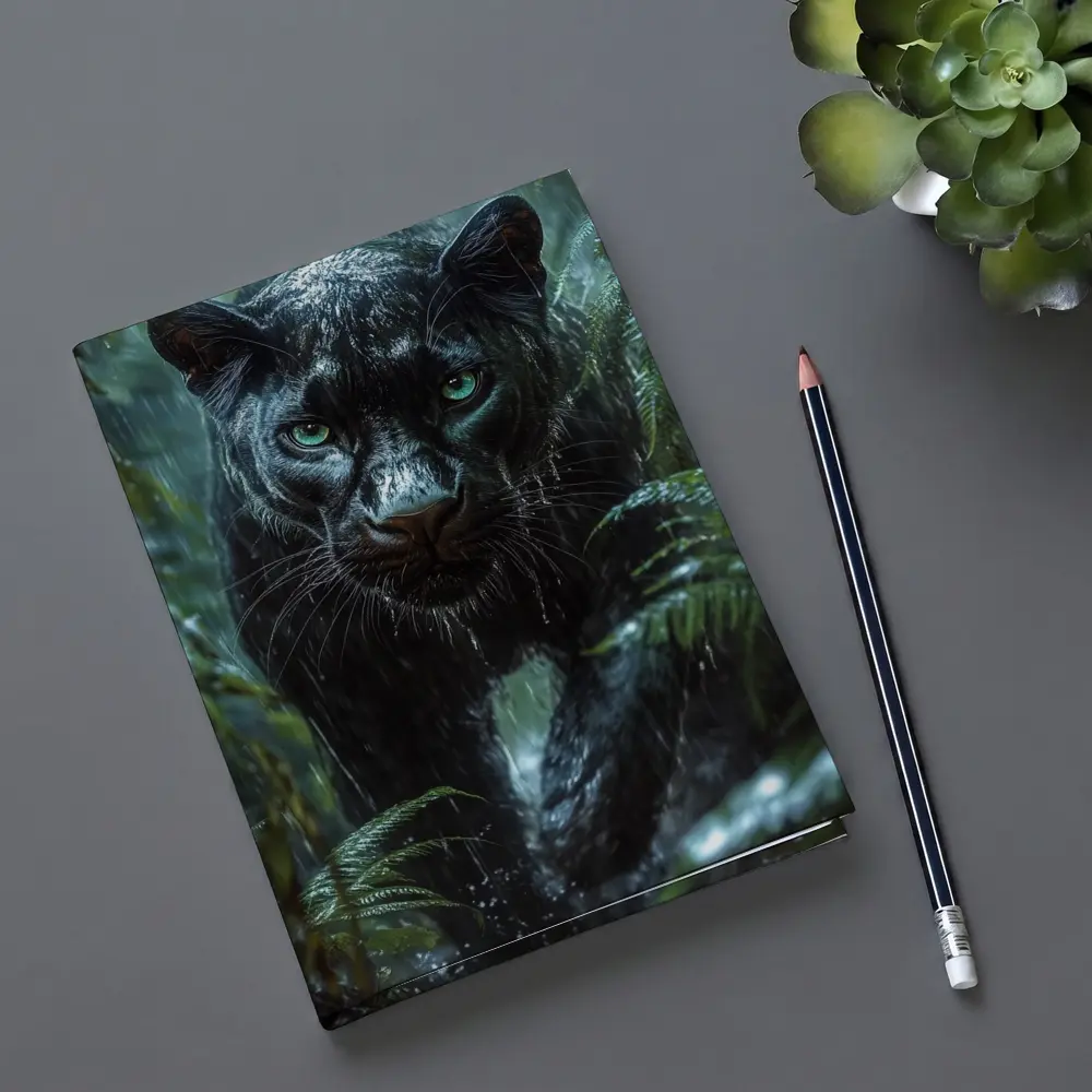 Black Panther Stalking Through Rainy Jungle – Notebooks