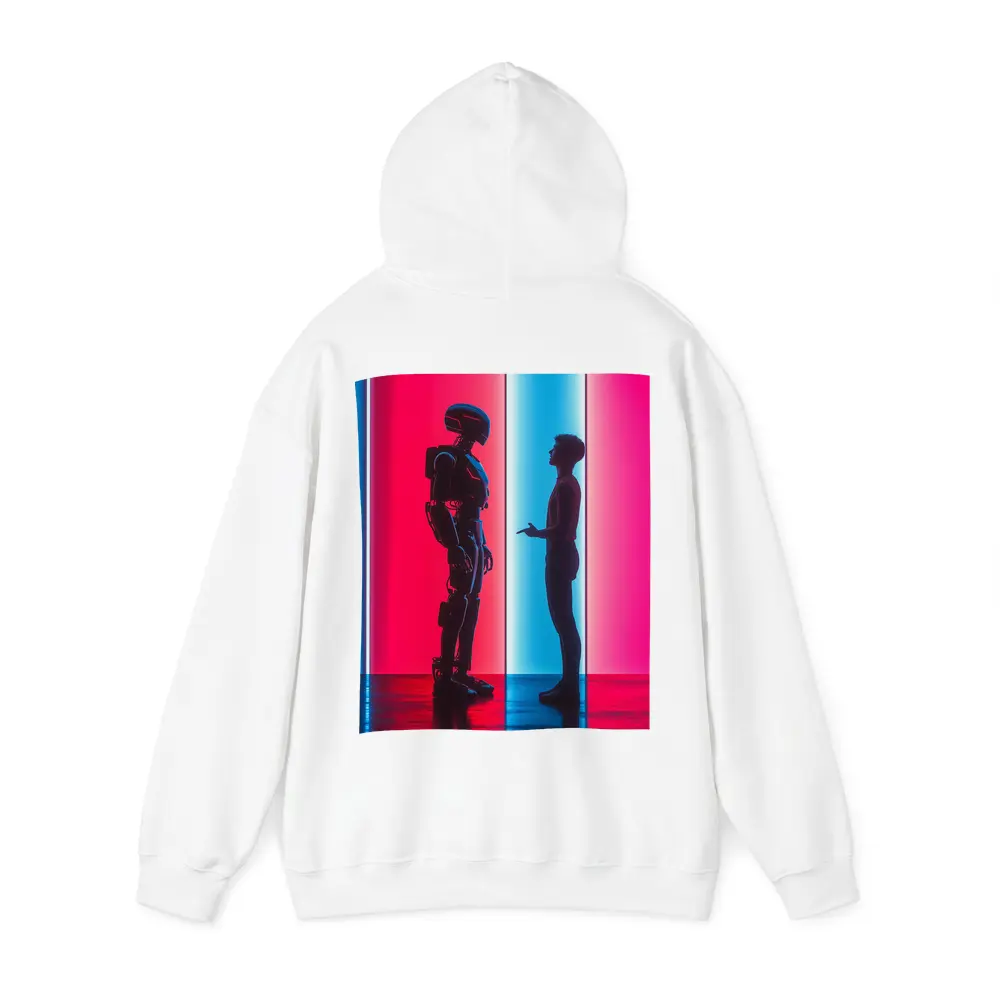 Robot and Human Silhouette Neon Light – Hoodies