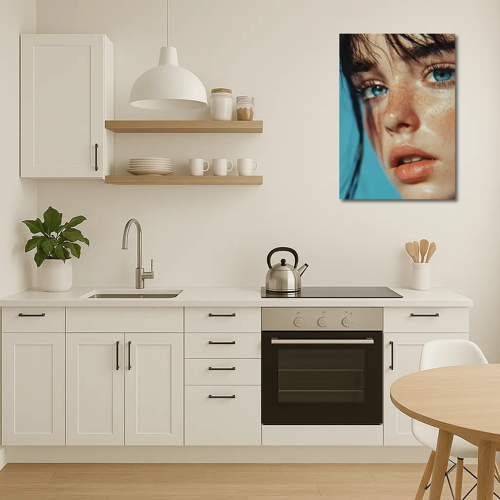 Blue Eyed Woman Close Up Portrait – Wall Art