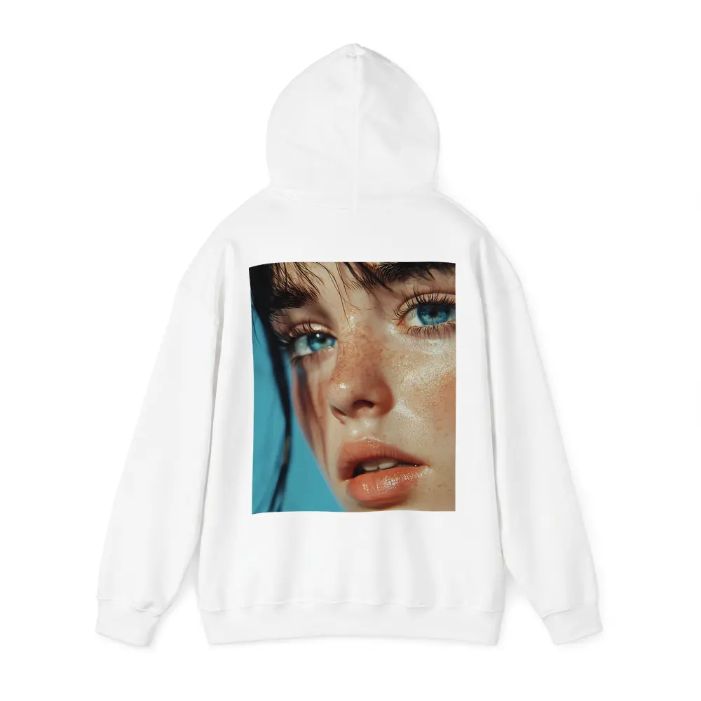 Blue Eyed Woman Close Up Portrait – Hoodies