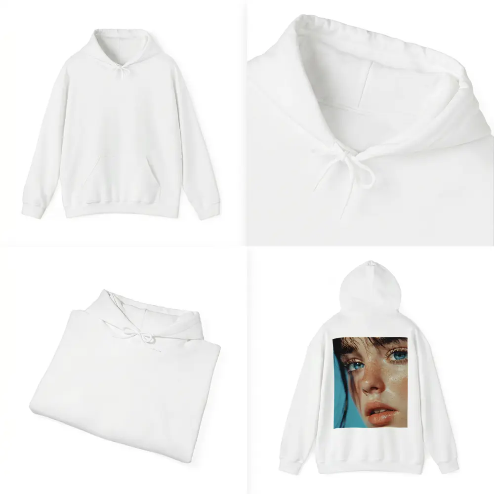 Blue Eyed Woman Close Up Portrait – Hoodies