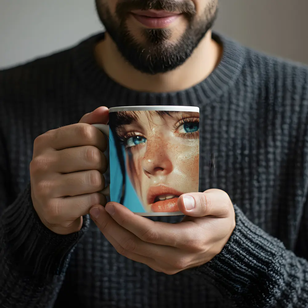 Blue Eyed Woman Close Up Portrait – Mugs