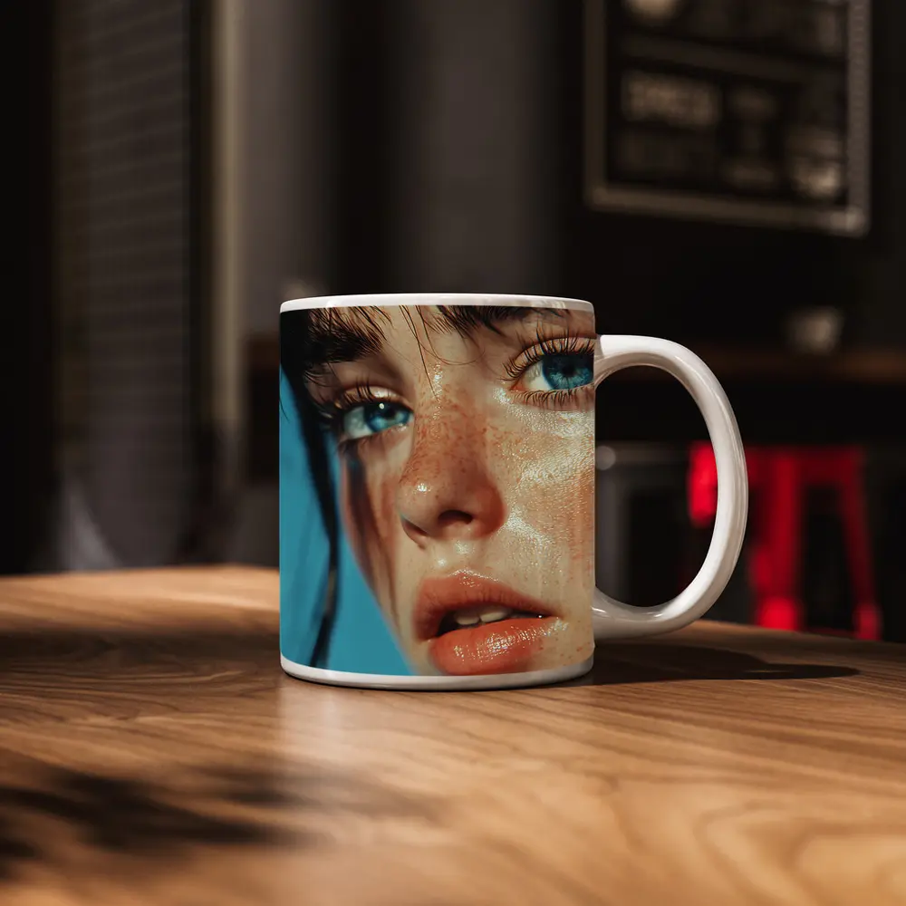 Blue Eyed Woman Close Up Portrait – Mugs