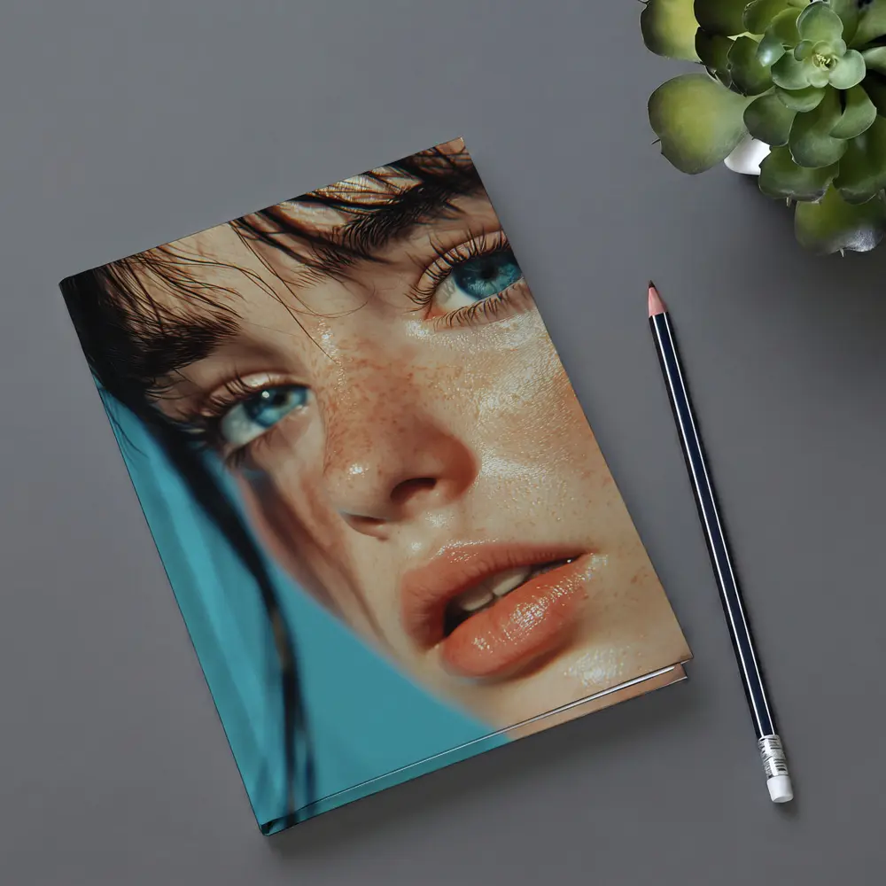 Blue Eyed Woman Close Up Portrait – Notebooks