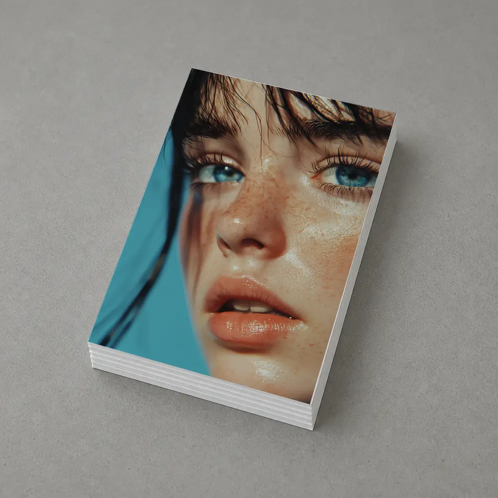 Blue Eyed Woman Close Up Portrait – Postcards