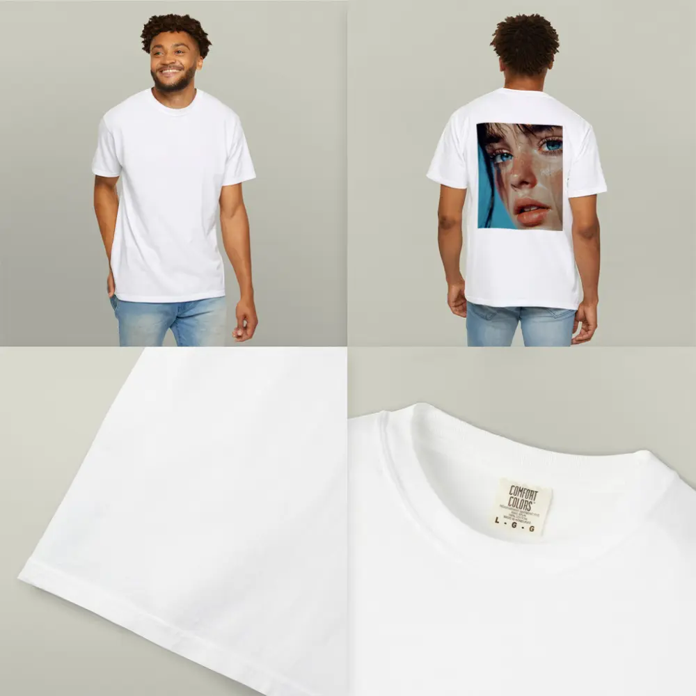 Blue Eyed Woman Close Up Portrait – T-Shirts