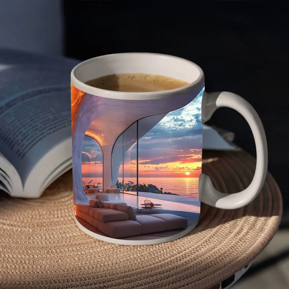 Luxury Cave Interior Ocean Sunset View – Mugs