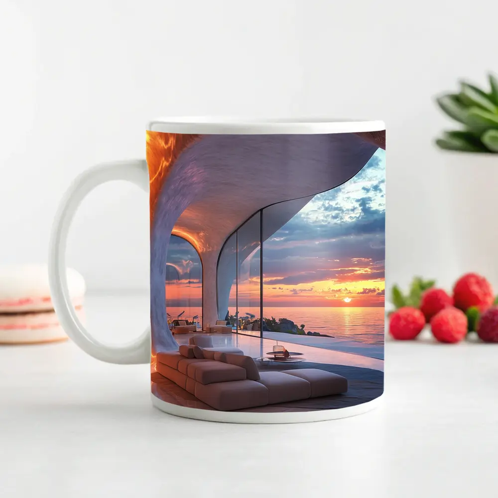 Luxury Cave Interior Ocean Sunset View – Mugs