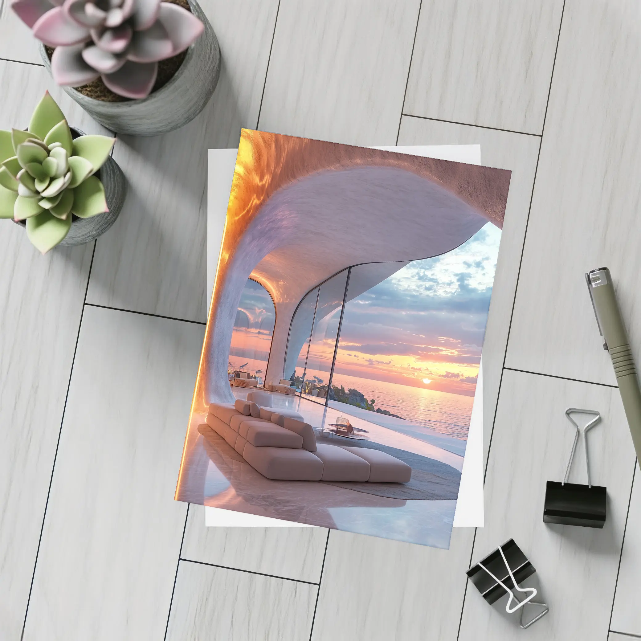 Luxury Cave Interior Ocean Sunset View – Postcards