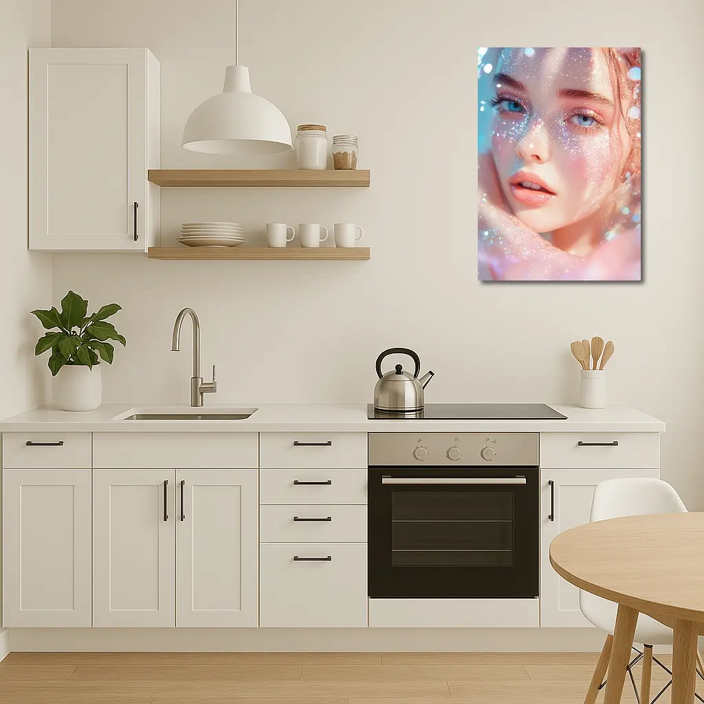 Glitter Girl Portrait Soft Pink Fantasy – Wall Art