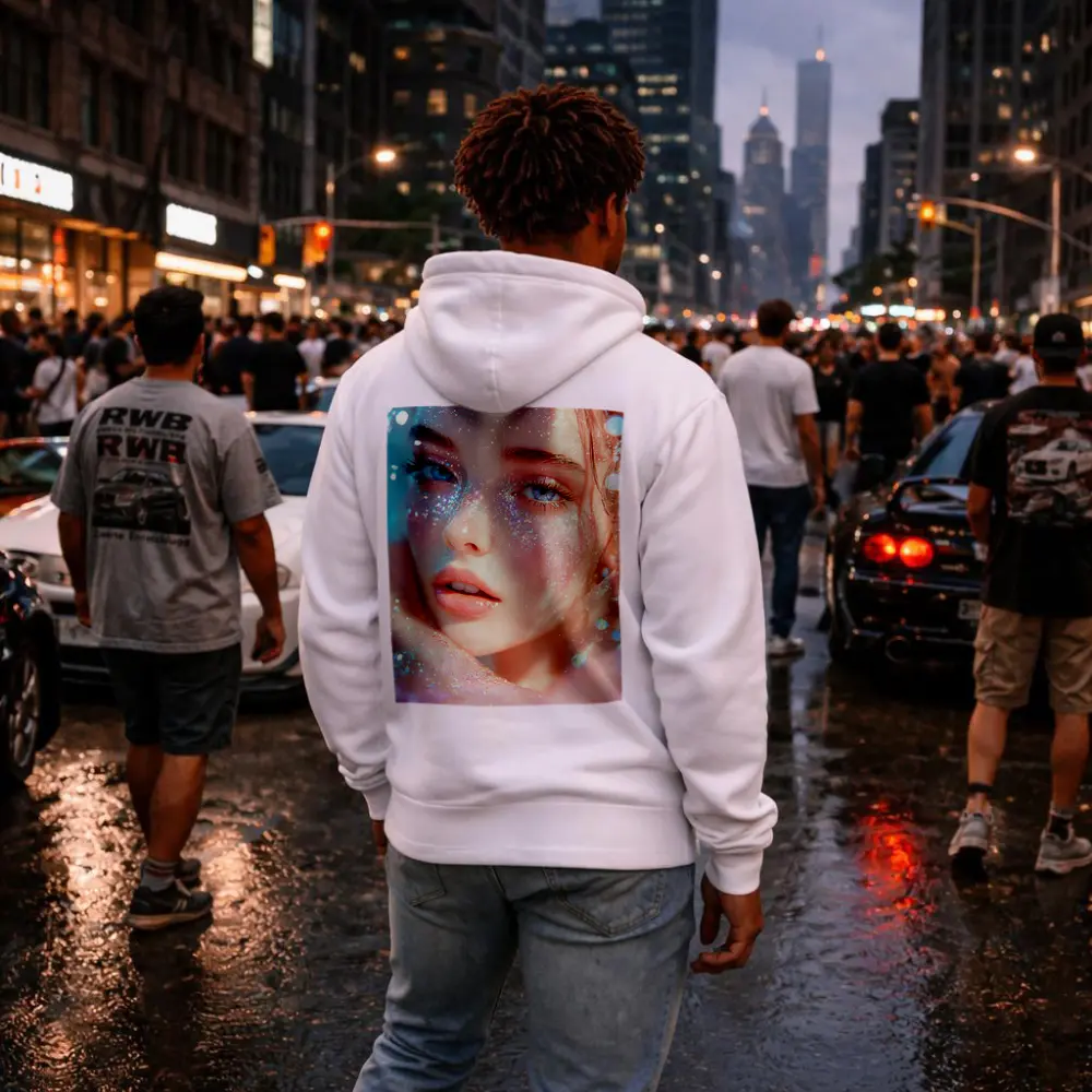 Glitter Girl Portrait Soft Pink Fantasy – Hoodies